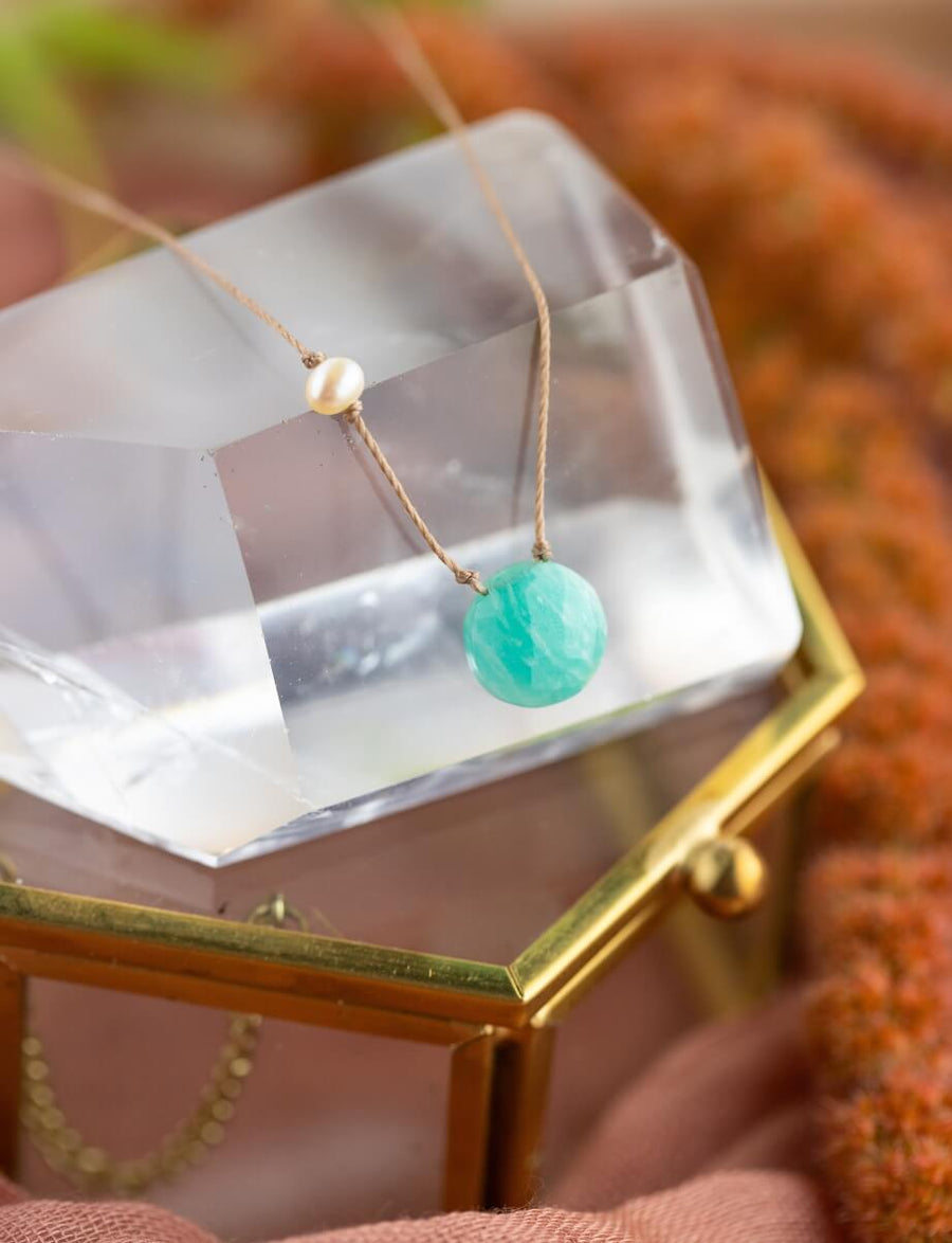 Amazonite & Pearl Goddess Necklace for You Are Brave
