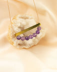 Amethyst Gold Bar Necklace for FEARLESS