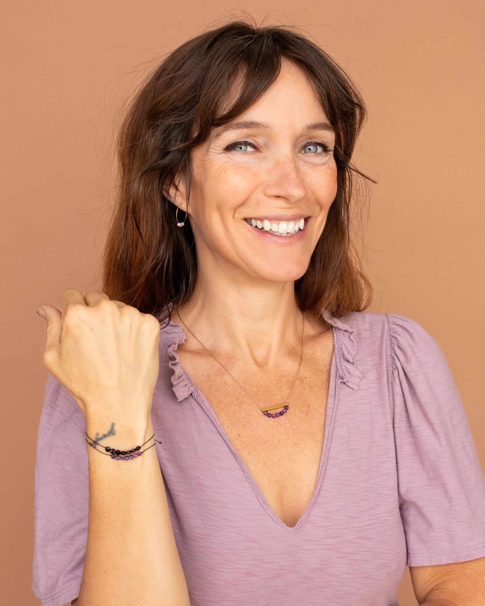 Amethyst Gold Bar Necklace for Courage & Strength | SoulKu