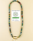 Limited Edition Fancy Jasper Carabiner Pearl Charm Necklace for Peace