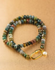 Limited Edition Fancy Jasper Carabiner Pearl Charm Necklace for Peace