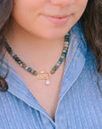 Limited Edition Fancy Jasper Carabiner Pearl Charm Necklace for Peace