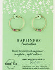 Rainbow Tourmaline Gold Hoop Earrings for Happiness