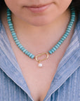 Limited Edition Howlite Carabiner Pearl Charm Necklace for Calm