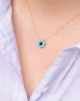 Limited Edition Howlite and Blue Goldstone Flower Necklace for Divine Calm