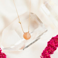 Peach Moonstone & Pearl Goddess Necklace for You Are Cherished