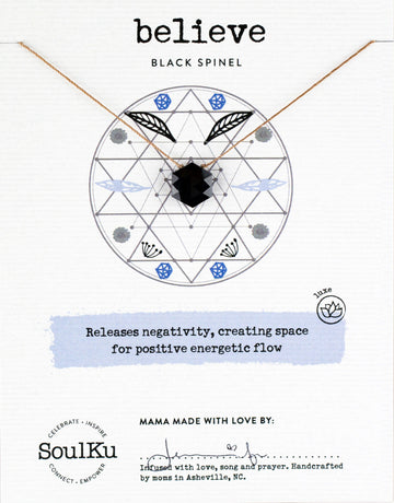 Black Spinel Sacred Geometry Necklace for Believe