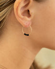 Black Spinel Gold Hoop Earrings for Believe