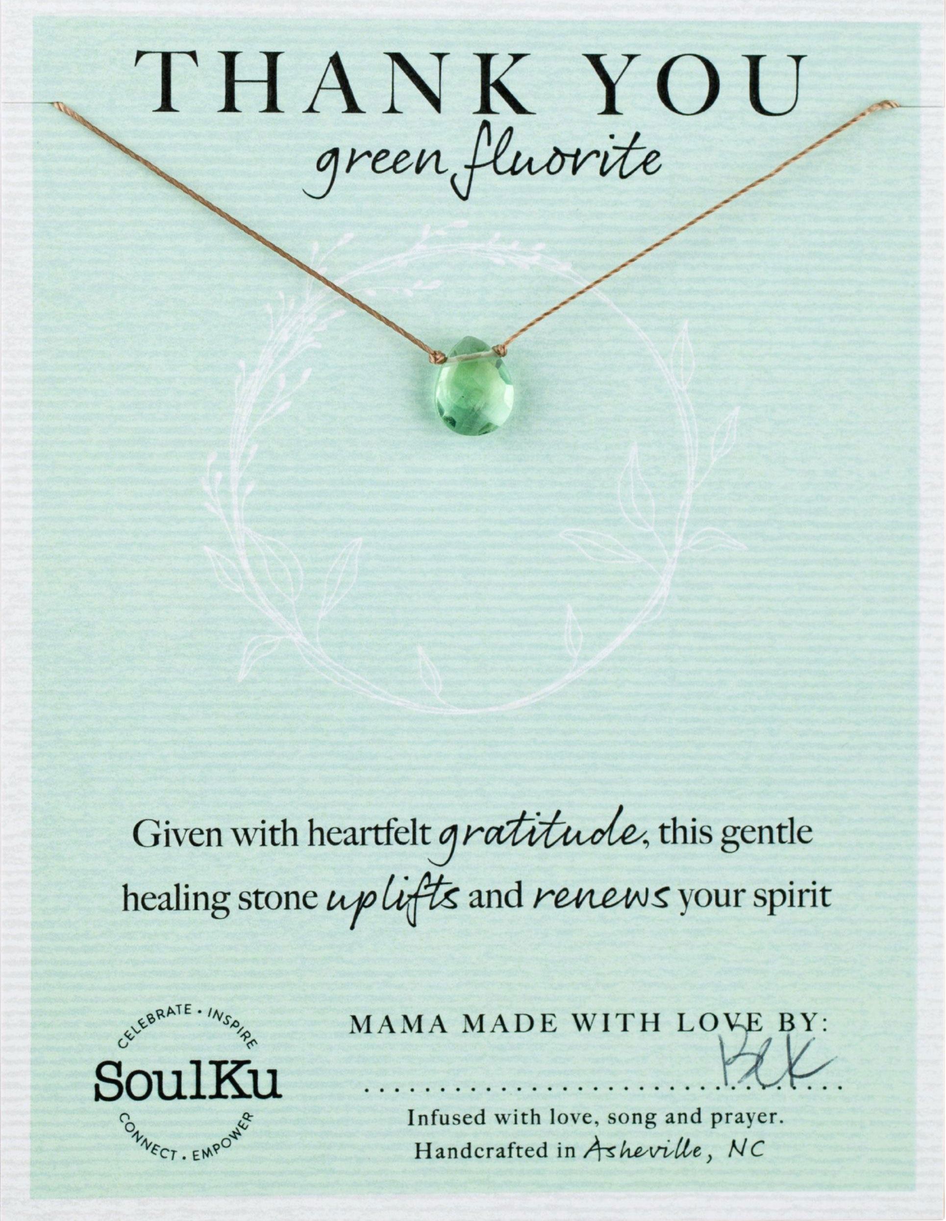 Thank You Necklace | Green Fluorite Gratitude Jewelry | SoulKu
