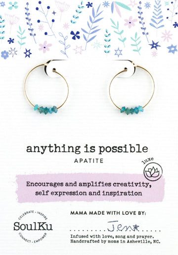 Apatite Gold Hoop Earrings for Anything Is Possible