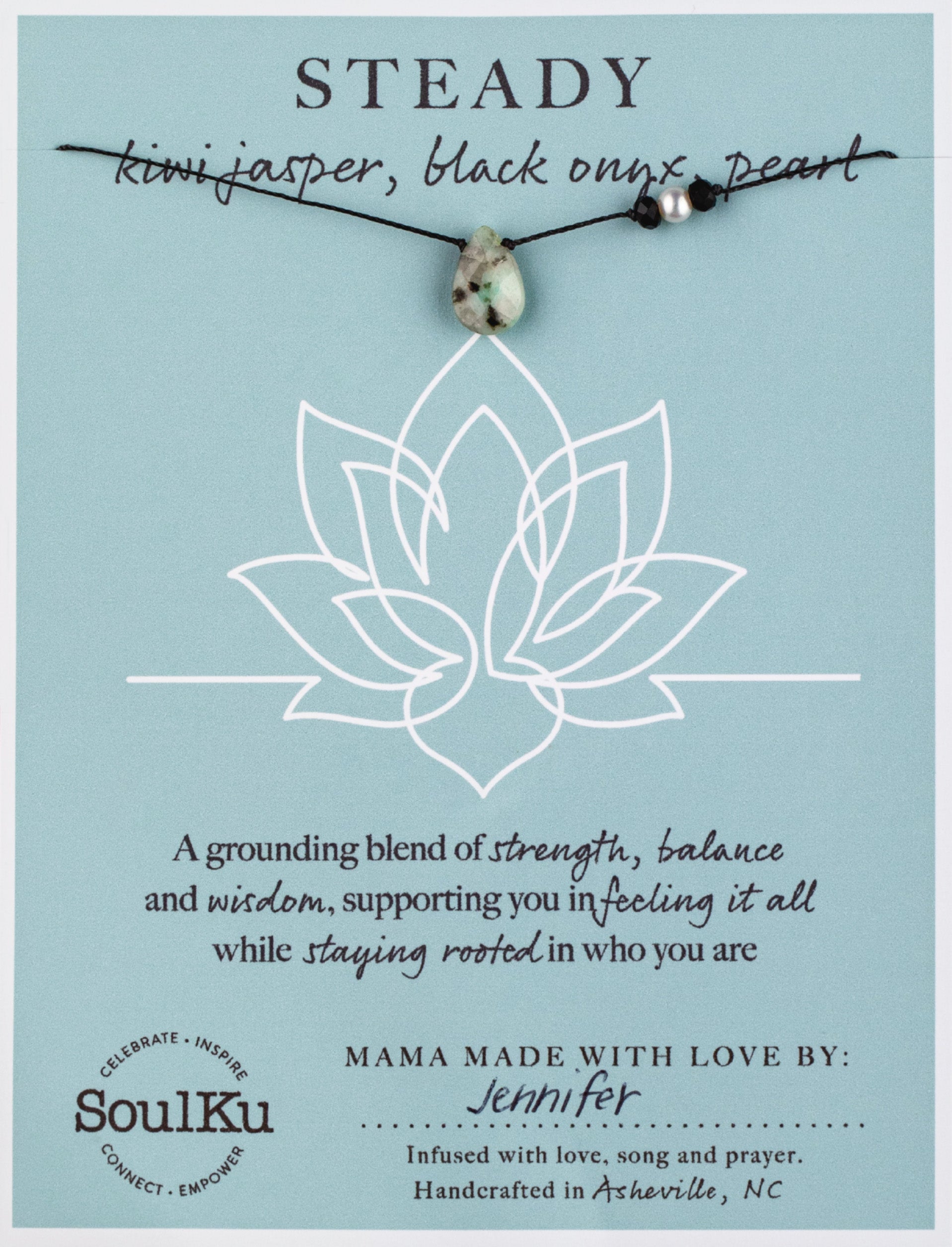 Steady Necklace | Kiwi Jasper, Black Onyx & Pearl | SoulKu