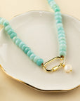 Limited Edition Amazonite Carabiner Pearl Charm Necklace for You Are Brave