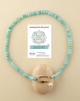 Limited Edition Amazonite Carabiner Pearl Charm Necklace for You Are Brave
