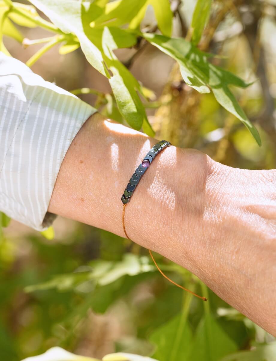 Amethyst &amp; Hematite Bracelet for Fearless