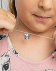 Brilliant Blue Crystal Butterfly Little Wishes KIDS Necklace Set for Best Friends