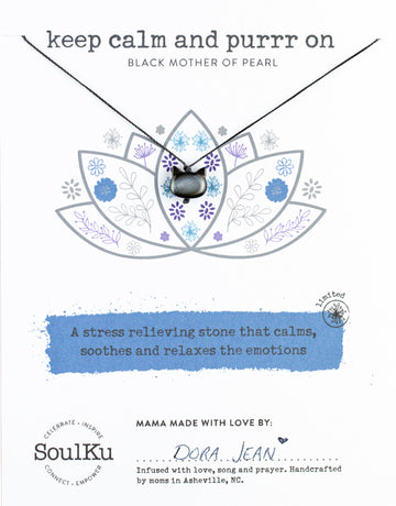 Limited Edition Black Cat Mother of Pearl Necklace for Keep Calm & Purrr On