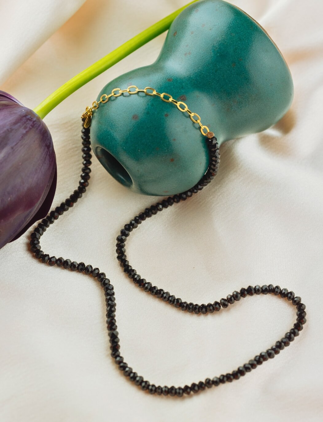 Black Onyx Journey Fully Beaded Necklace for Stress Relief