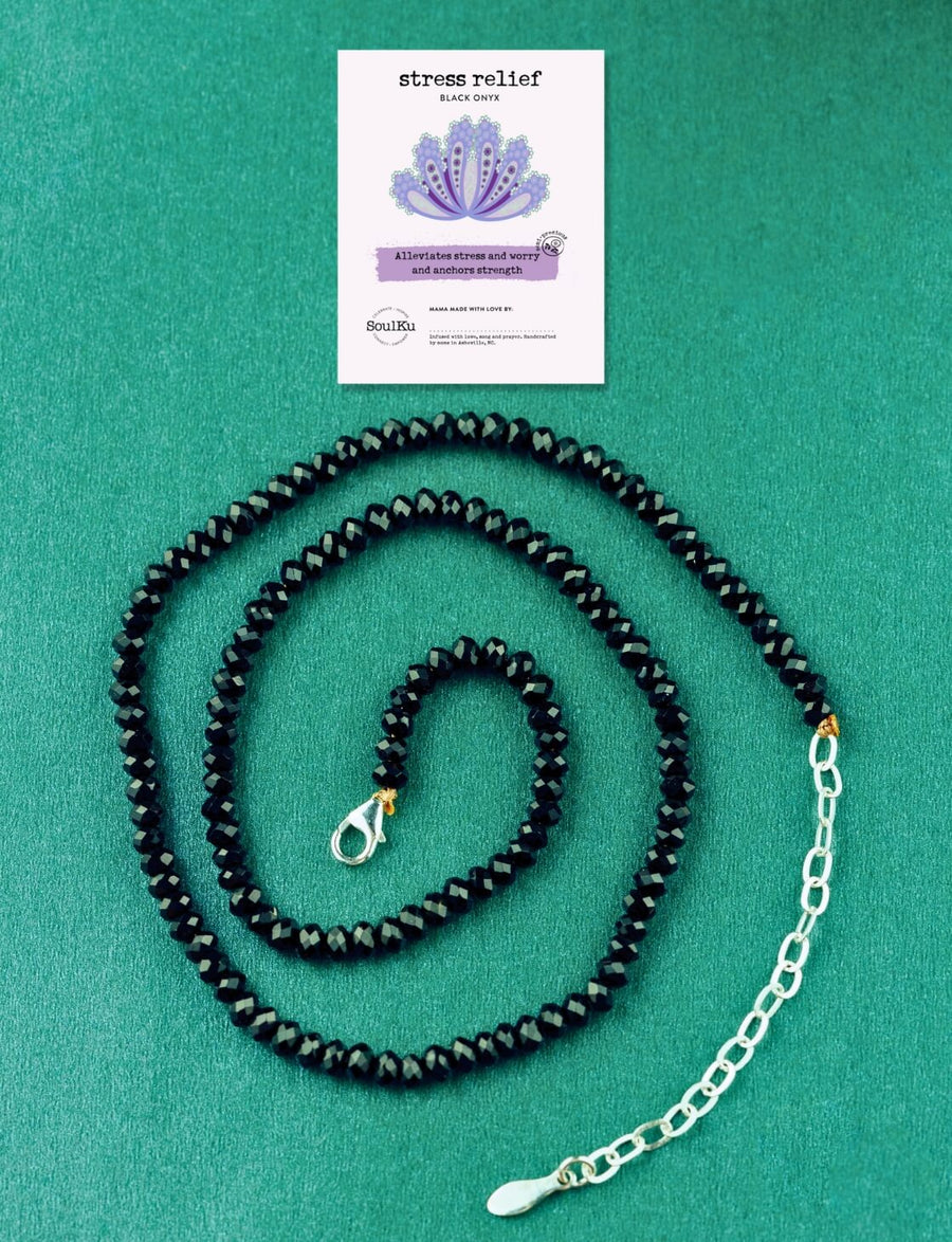 Black Onyx Journey Fully Beaded Necklace for Stress Relief