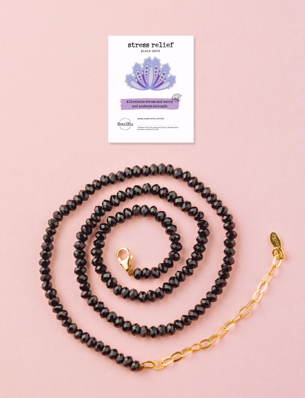 Black Onyx Journey Fully Beaded Necklace for Stress Relief