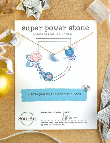 Mother of Pearl Star & Blue Opal Moon Super Power Necklace