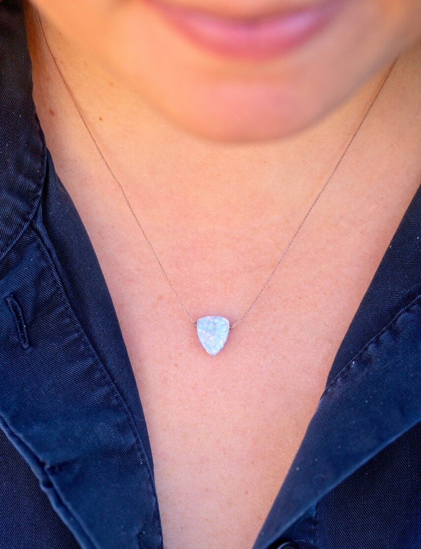 Limited Edition Cornflower Blue Bello Opal Shield Necklace for Follow Your Dreams