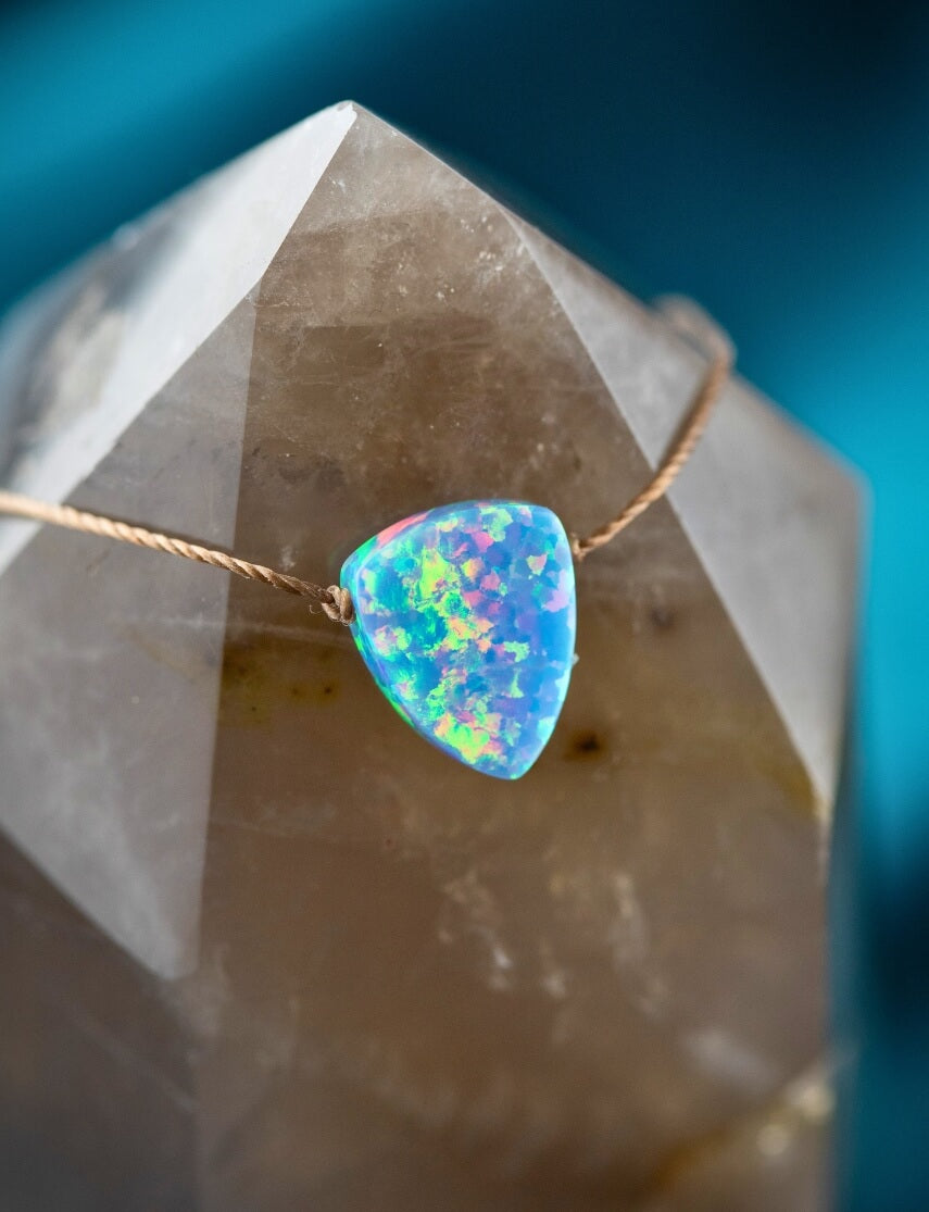 Limited Edition Cornflower Blue Bello Opal Shield Necklace for Follow Your Dreams