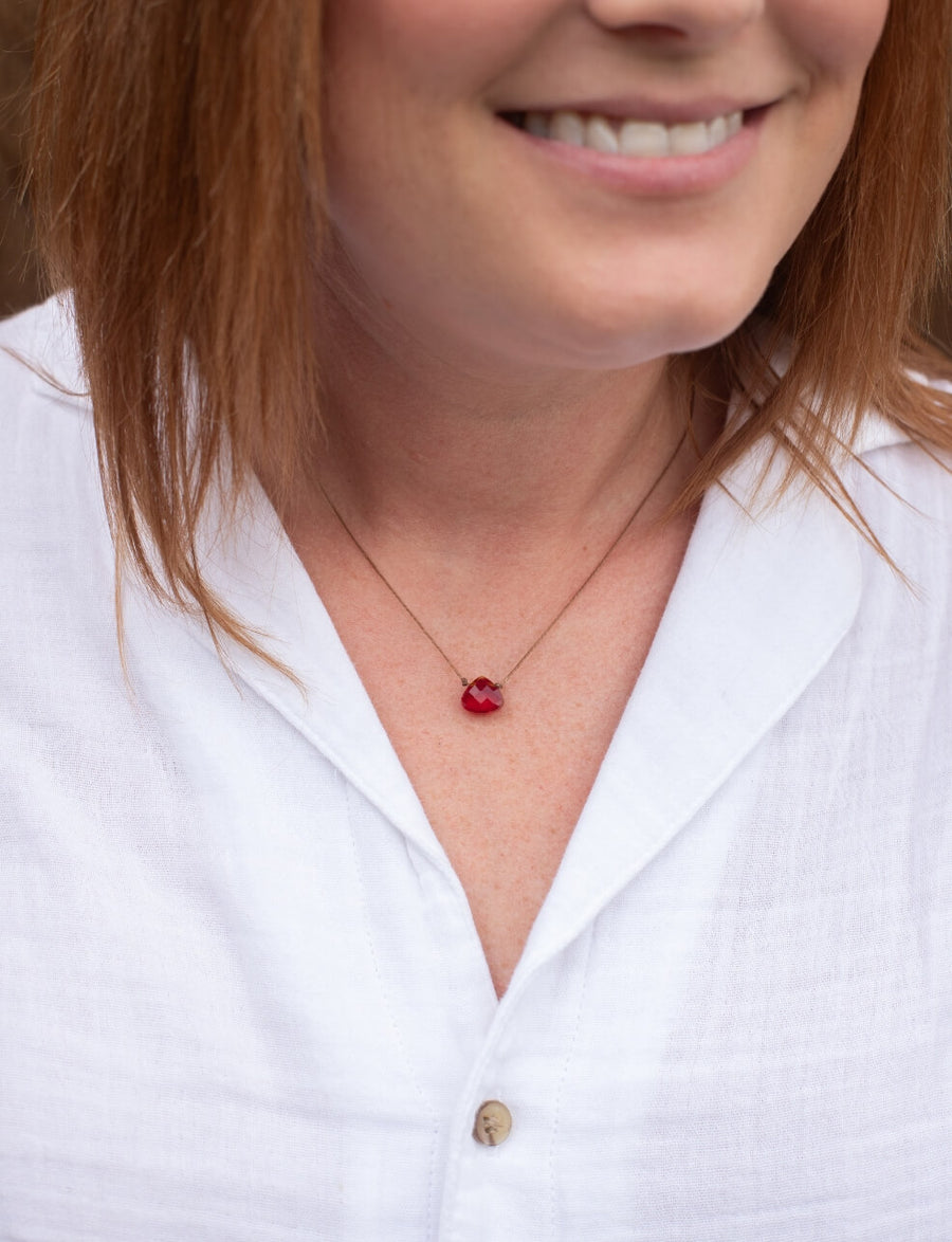 Crimson Red Crystal Soul Shine Necklace for Strength