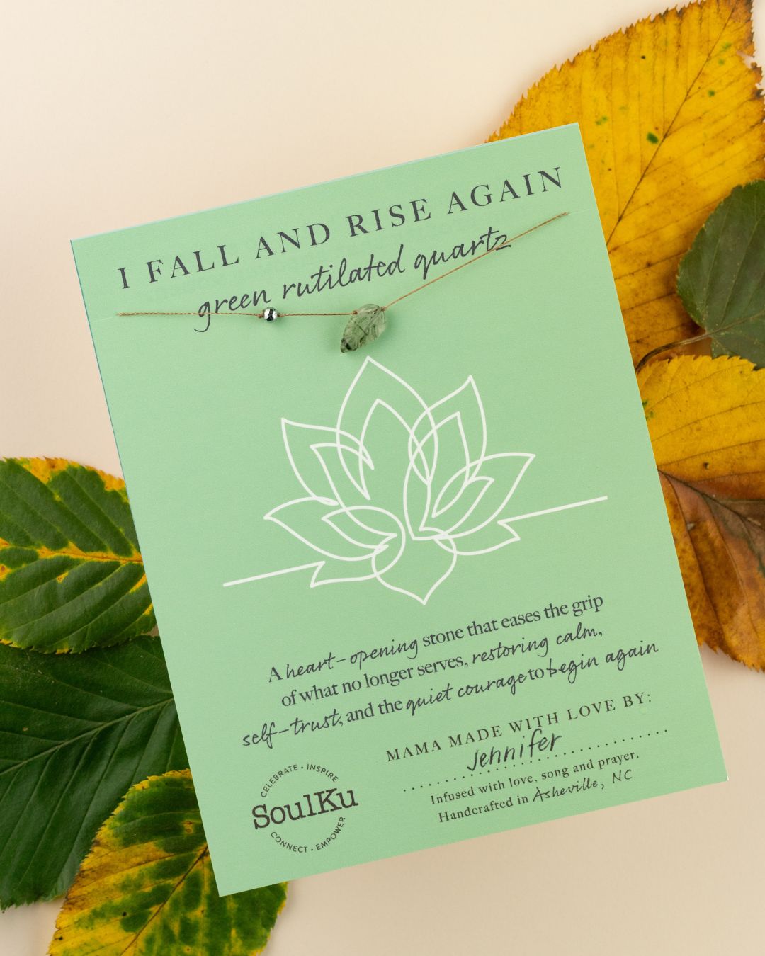 Limited Edition Green Rutilated Quartz Necklace for I Fall and Rise Again