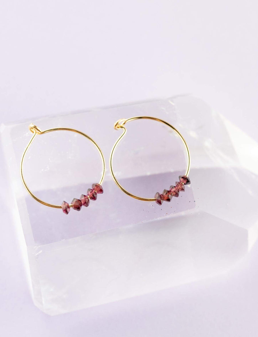 Garnet Gold Hoop Earrings for Passion