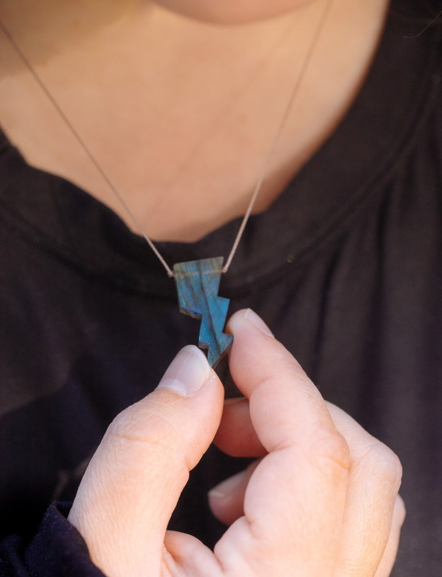 App Exclusive! Labradorite Lightning Bolt Necklace for Transform