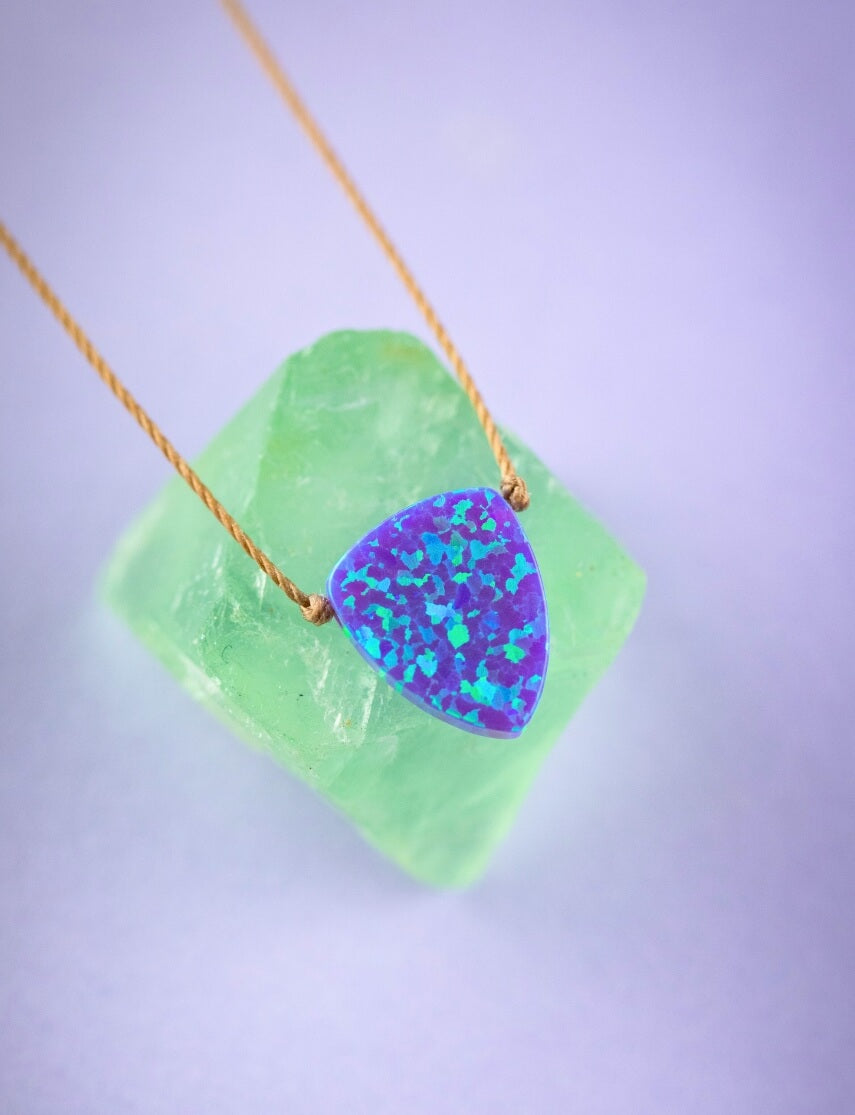 Limited Edition Lime Violet Bello Opal Shield Necklace For You Are Wonder-full