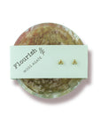 Moss Agate Bowl & Gold Trio Studs Flourish Set