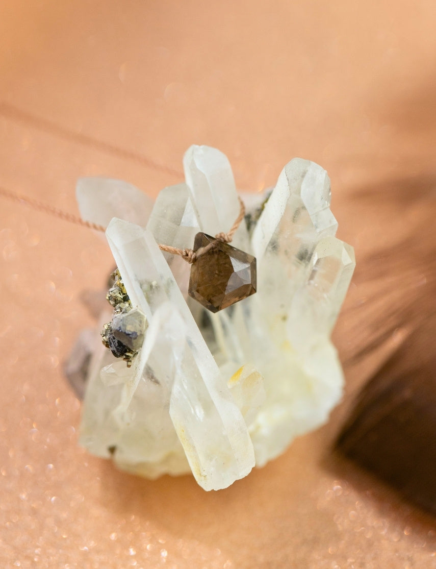 Petite Smoky Quartz Pentagon Super Power Necklace