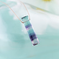 Limited Edition Necklace in Rainbow Fluorite Bar for Positivity