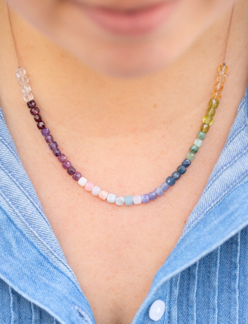 Limited Edition Rainbow Gemstone Necklace for Eternal Radiance