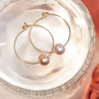 Holiday Limited Edition Rosé Pearl Gold Hoop Earring