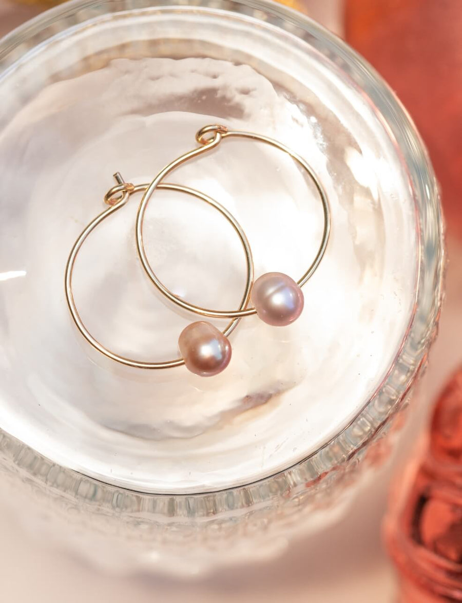 Holiday Limited Edition Rosé Pearl Gold Hoop Earring