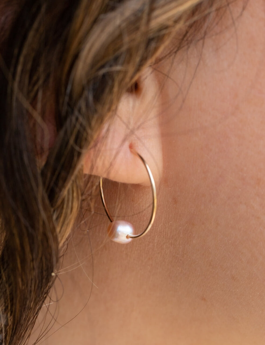 Holiday Limited Edition Rosé Pearl Gold Hoop Earring