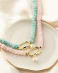 Limited Edition Rose Quartz Carabiner Pearl Charm Necklace