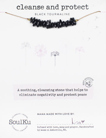 Black Tourmaline Seed Necklace for Cleanse & Protect