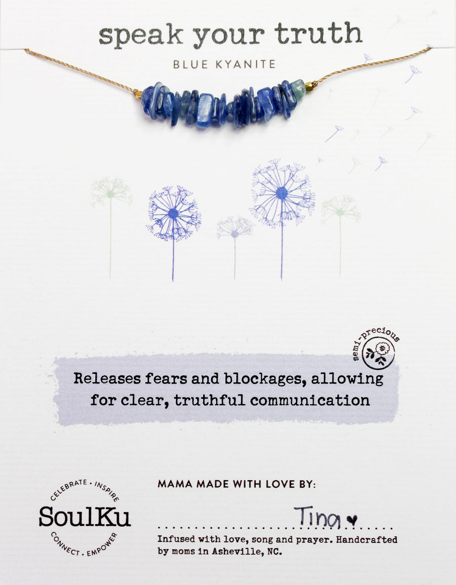 Blue Kyanite Seed Necklace for Speak Your Truth