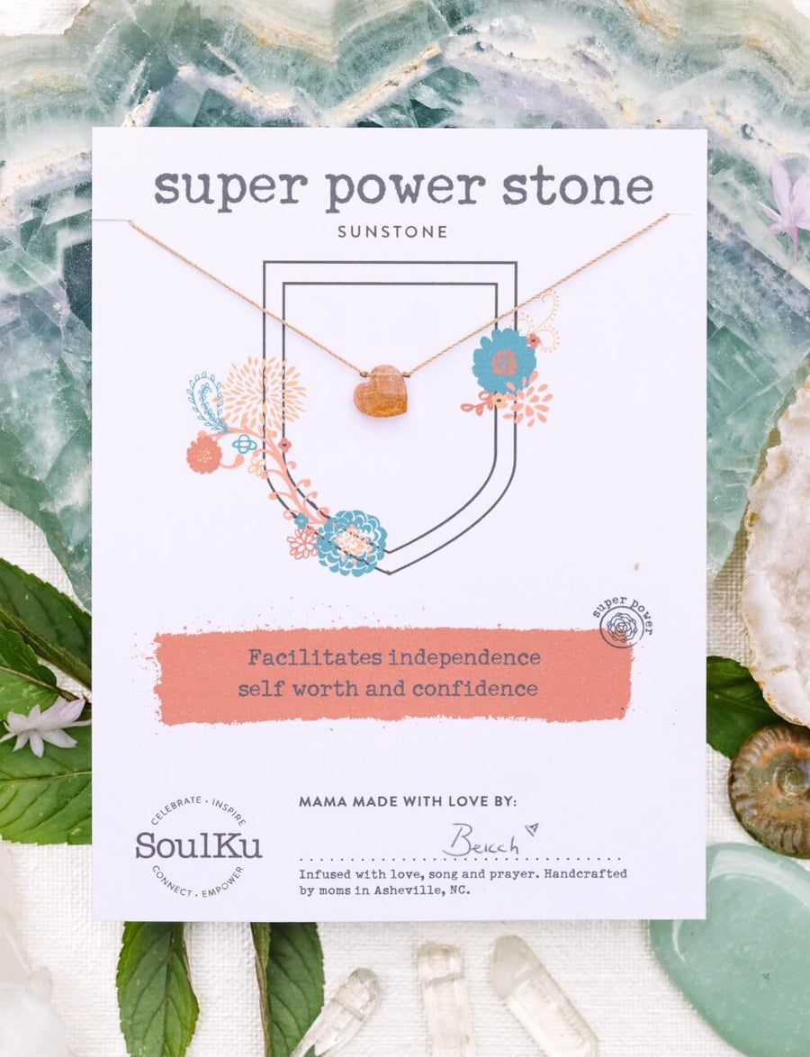 Sunstone Heart Super Power Stone Necklace
