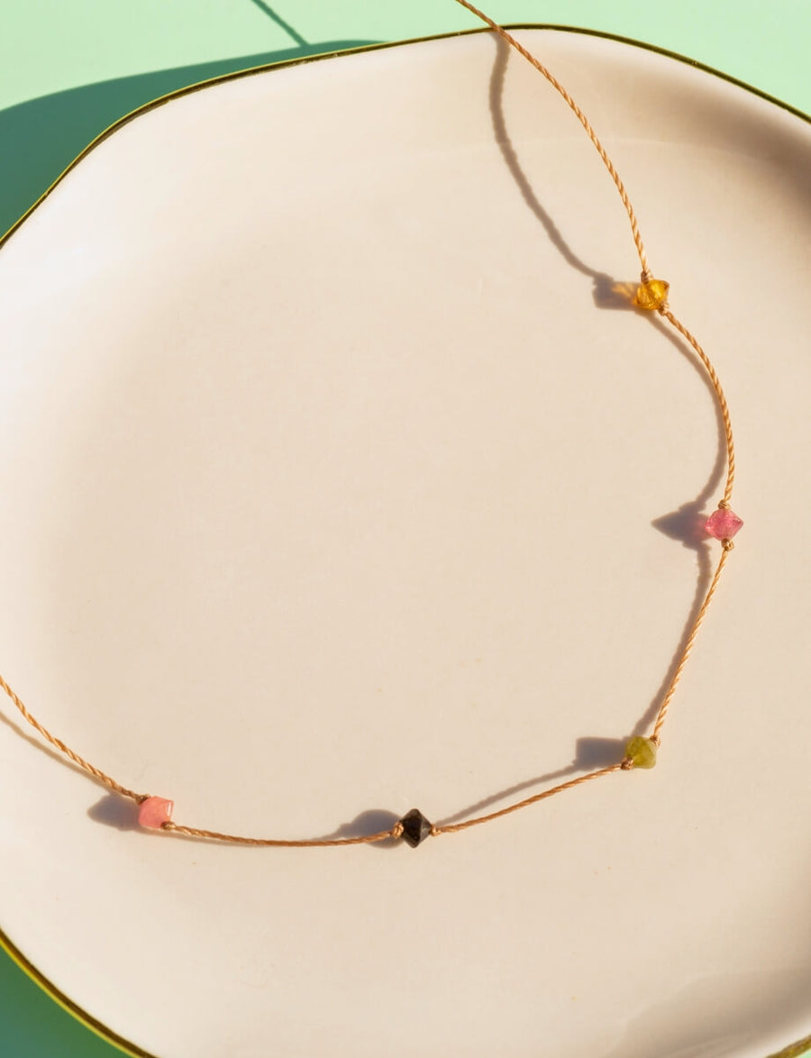 Rainbow Tourmaline Celestial Necklace for Happiness