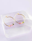 Rainbow Tourmaline Gold Hoop Earrings for Happiness