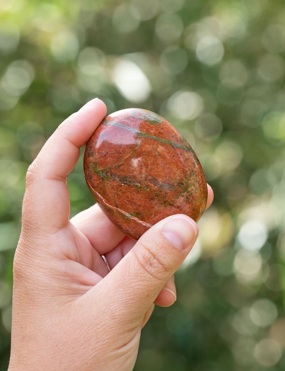 Unakite Palm Stone for Balance