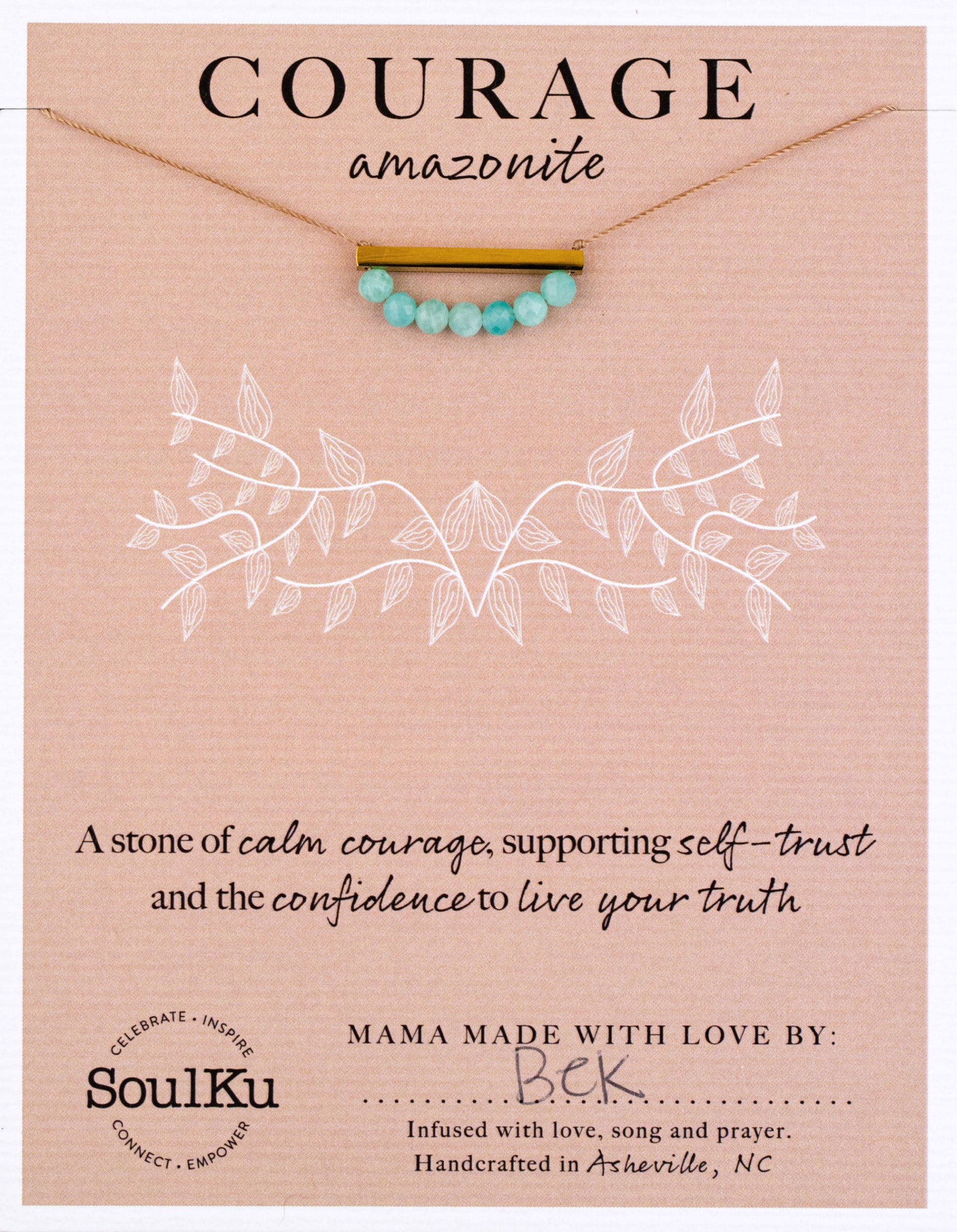 Amazonite Gold Bar Necklace for Courage & Truth | SoulKu