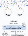 Black Spinel Gold Hoop Earrings for Believe