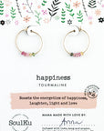 Rainbow Tourmaline Gold Hoop Earrings for Happiness