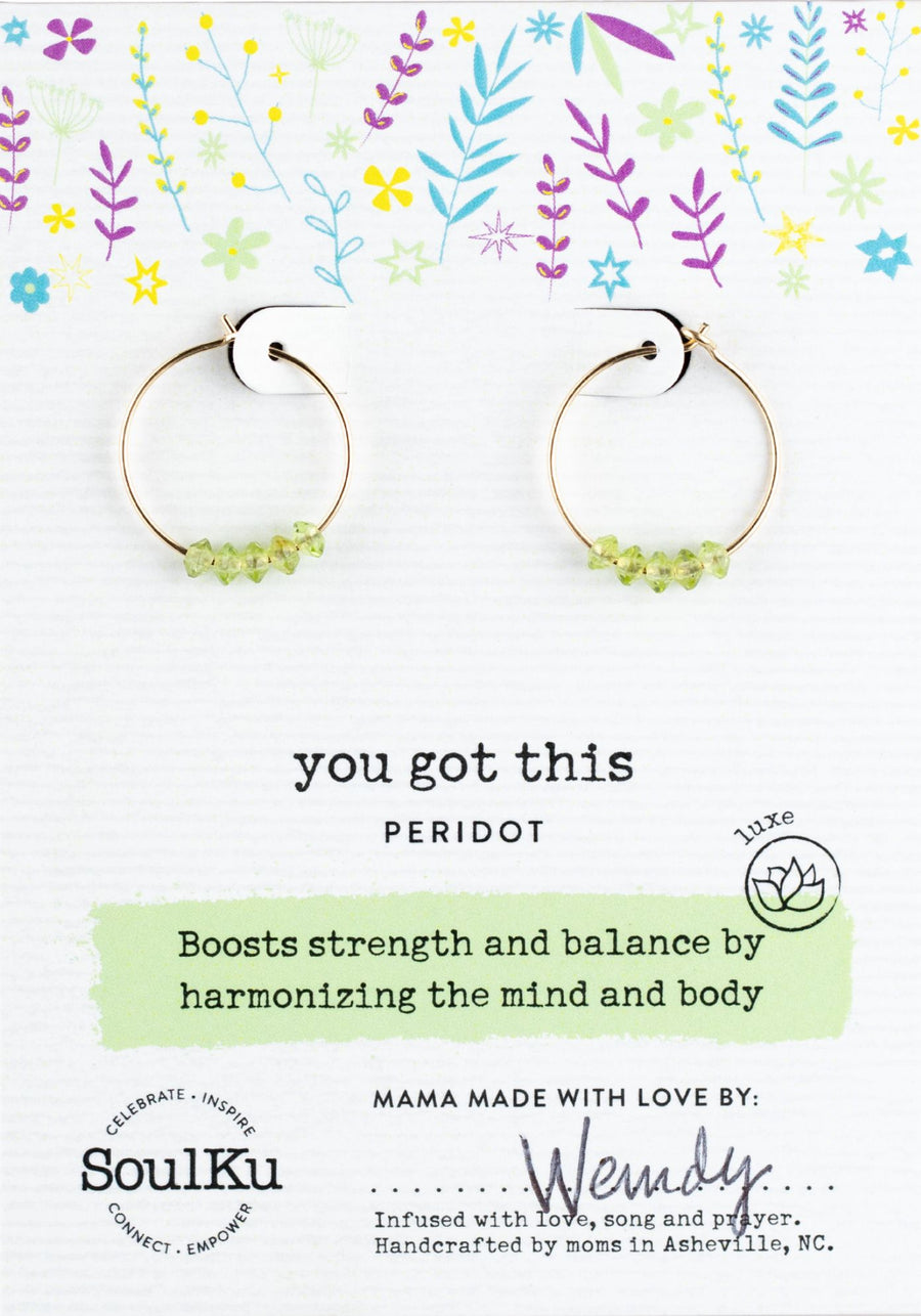 Peridot Gold Hoop Earrings for You Got This