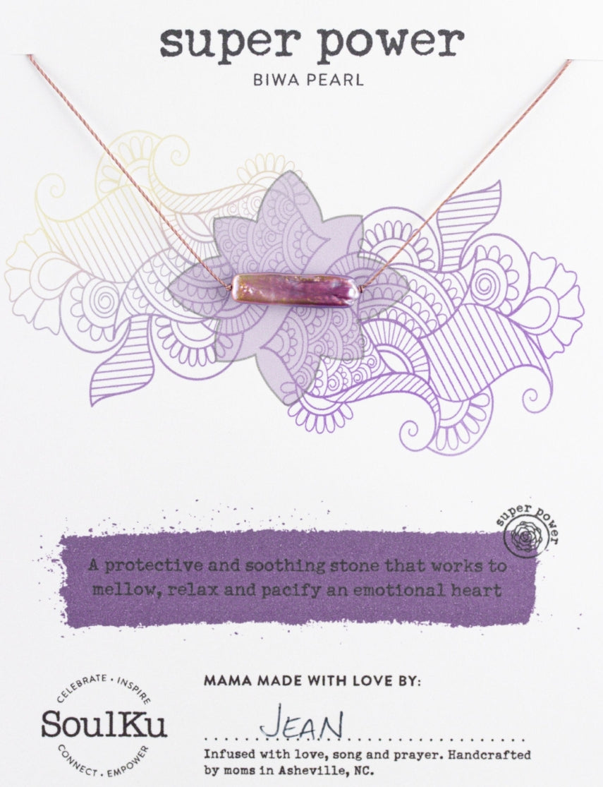 Purple Biwa Pearl Super Power Necklace